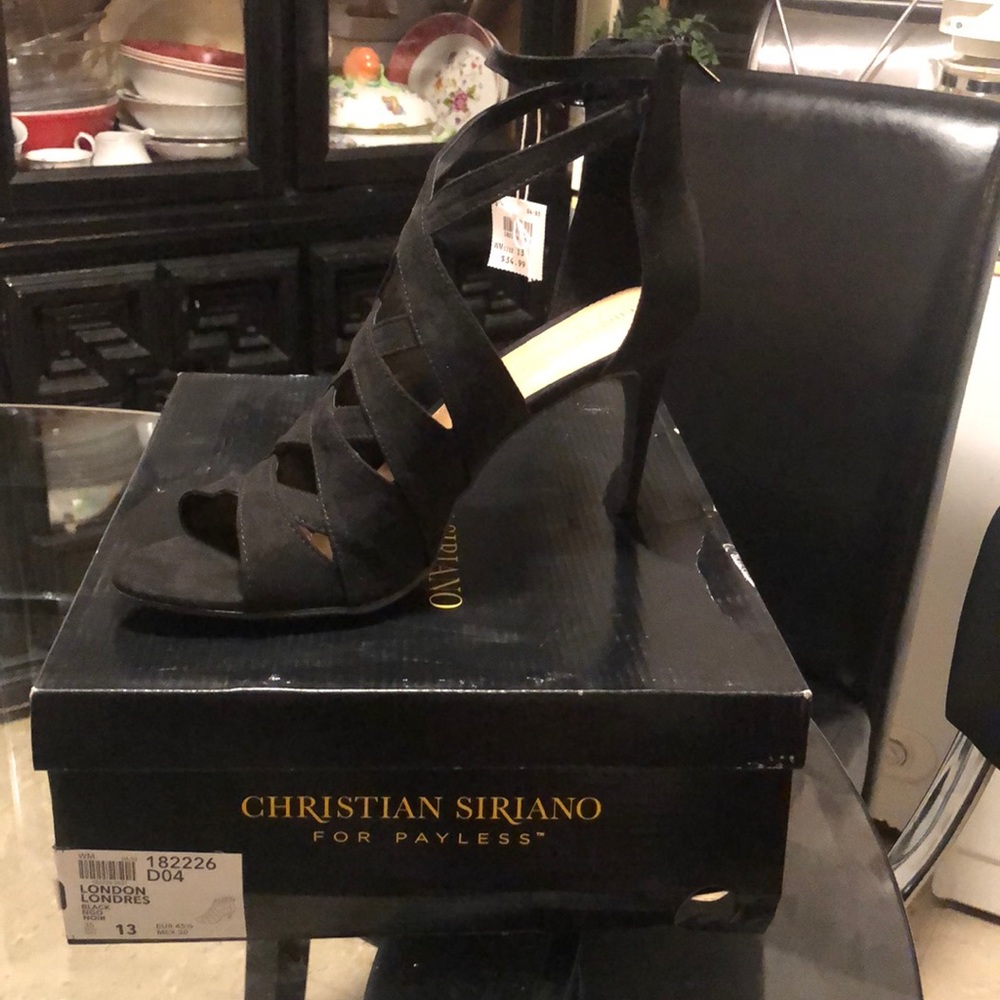 Size 13 black heel sandal